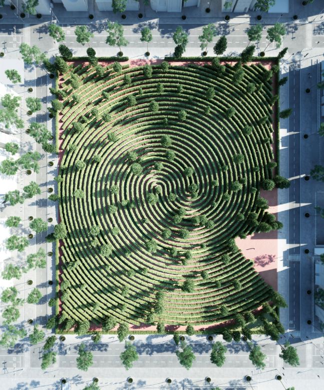 „Real escape“ statt „real estate“: Spazieren mit Abstand im Parc de la Distance (Bild: Precht)